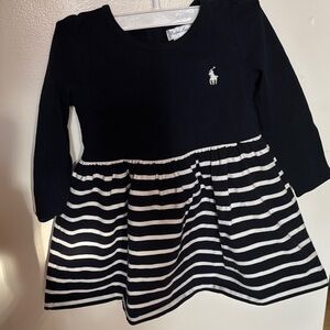 ❤️Ralph Lauren Navy and White Striped Dress Set 12 months